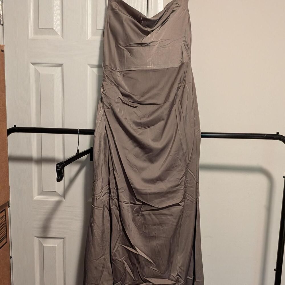 Green Charms Paris maxi dress with cowl neckline and ruched detailing